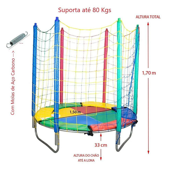 Cama Elástica Pula Pula 1,5m Colorida Nacional - Imagem 2